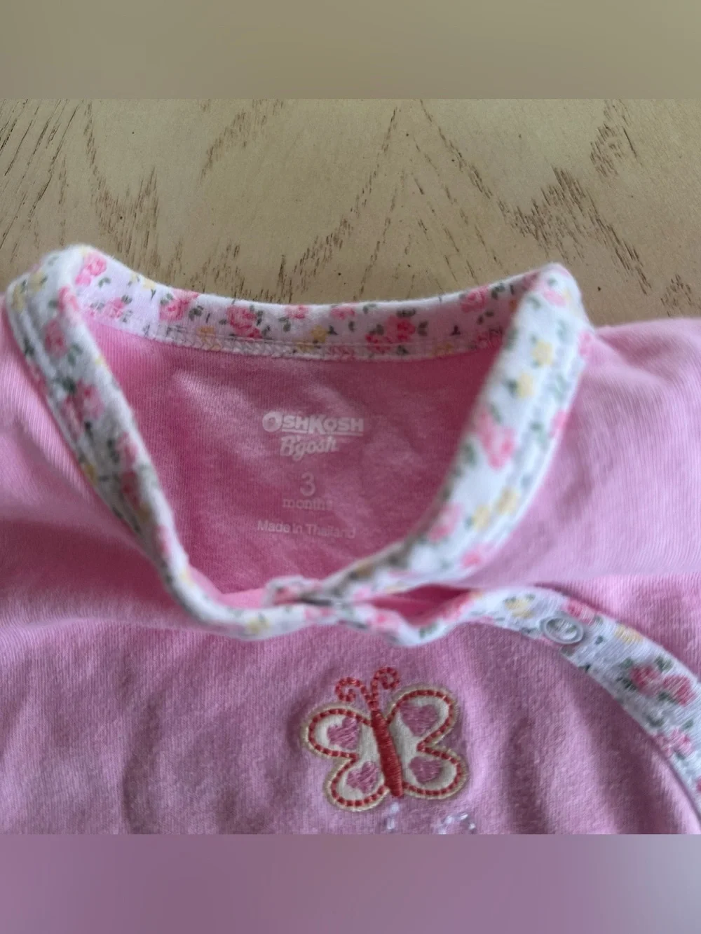 Oshkosh B’Gosh Pink 3 Months Top Tshirt Snap On Cotton Vintage Style